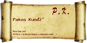 Pakos Kunó névjegykártya